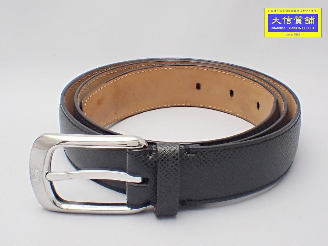 LOUIS VUITTON ルイ ヴィトン タイガ サンチュールエリプス M6914 メンズ ベルト 95 38 アルドワーズ シルバー金具 CT1014 B 大信質舗 質屋出店 管理番号 A-8421