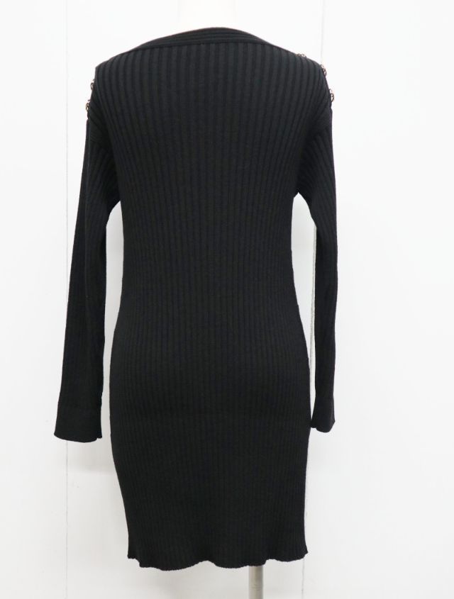 シャネル CHANEL P 63137 フロント ココマーク ニット ワンピース サイズ34 ブラック レディース アパレル
