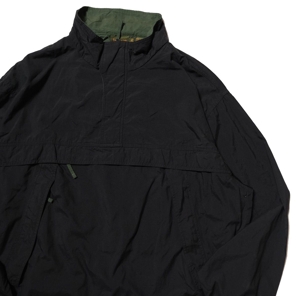 00's ティンバーランド プルオーバー ナイロンジャケット 黒×緑 (XXL