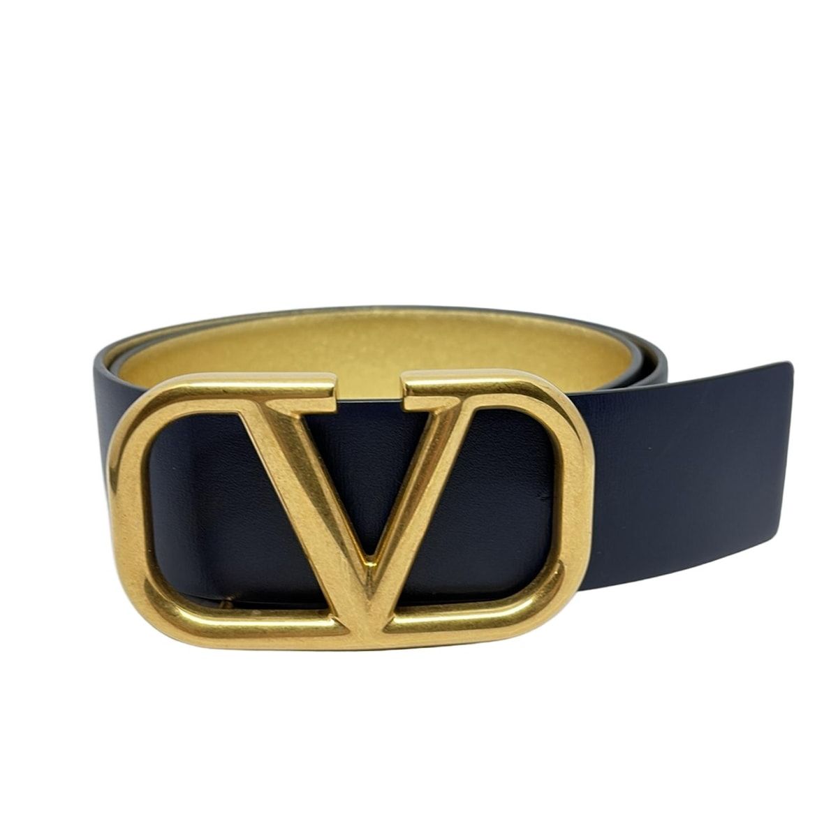 VALENTINOGARAVANI バレンチノガラバーニ ベルト - ボルドー×ゴールド レザー