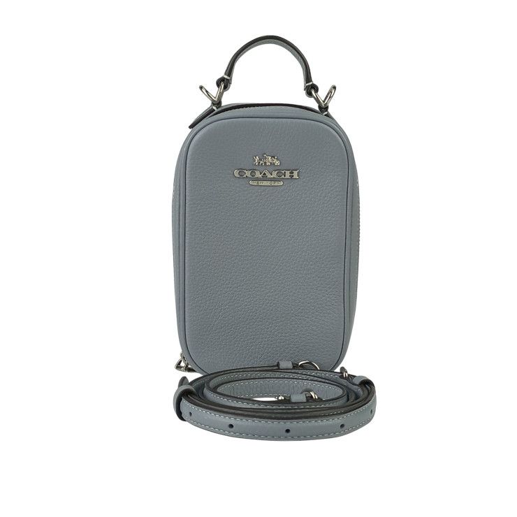 COACH コーチ ショルダーバッグ エヴァ フォーン クロスボディ CB854 ブルーグレー レザー レディース シルバー金具 超