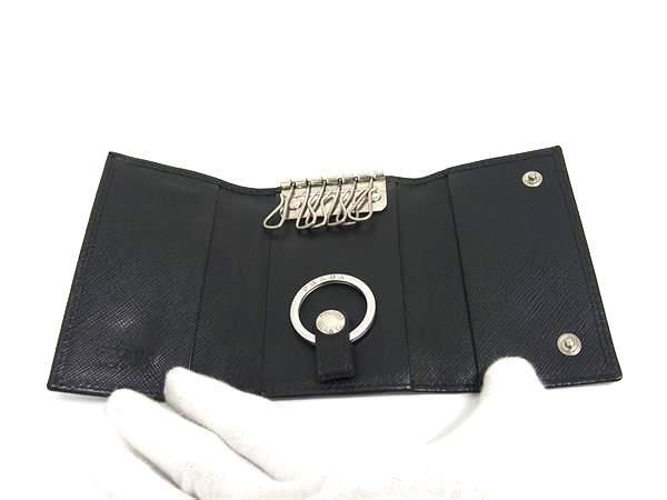  PRADA プラダ キーケース 6連 2 PG 002 ブラック サフィアーノレザー ユニセックス シルバー金具 キーケース 小物