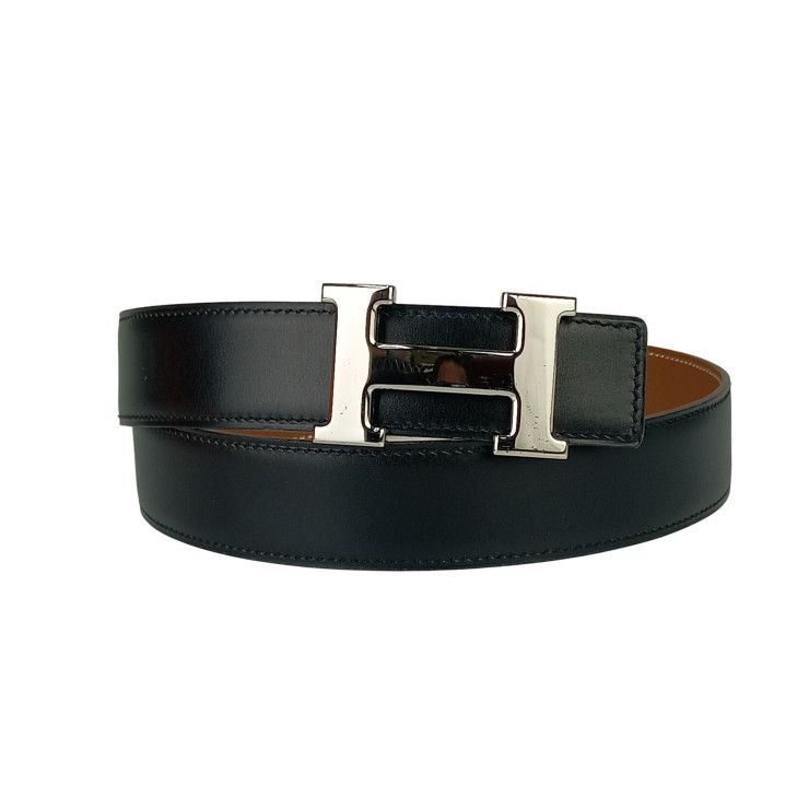 HERMES エルメス ベルト コンスタンス Hベルト ブラック ゴールド ブラウン系 ボックスカーフ クシュベル ユニセックス シルバー金具