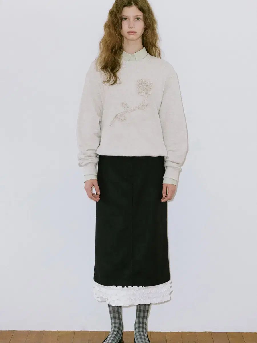 Sinoon フリルタイトスカート 節約 シヌーン スカート Frill Long Skirt (Black) ゲストルック