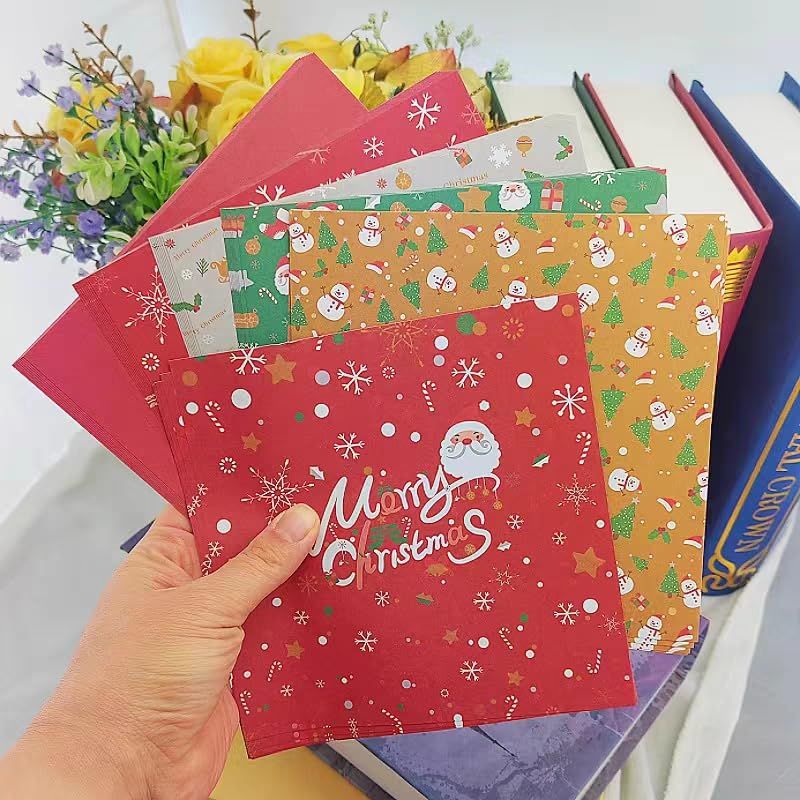 Bethany Home 折り紙 入り 14 7 cm 正方形 手芸紙 DIY用紙 両面折り紙 に 千羽鶴 装飾 クラフト おりがみ 柄付き レッド