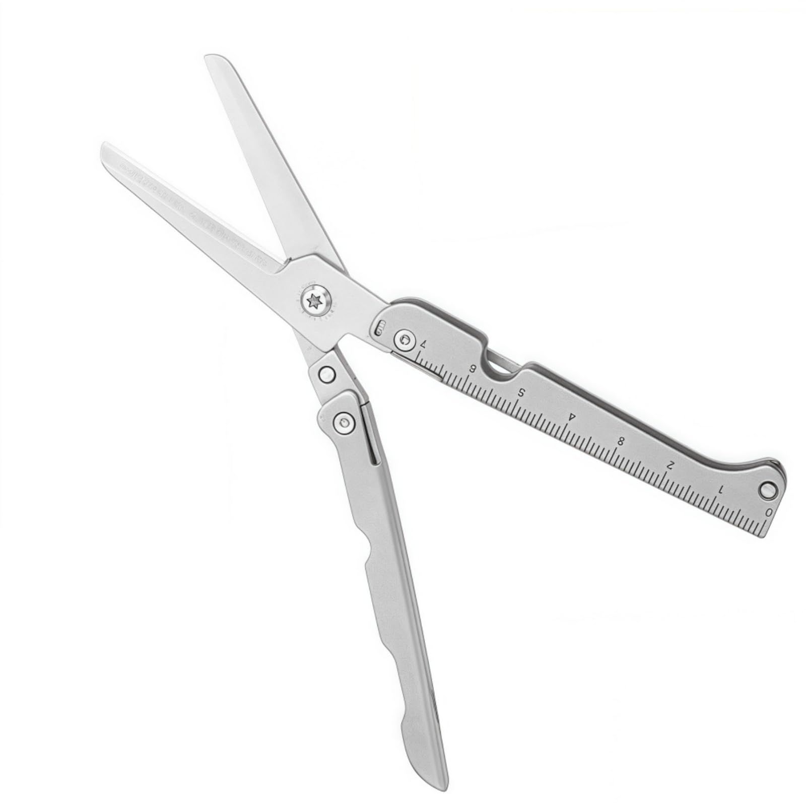 折りたたみハサミ コンパクト ツールポータブルキャンプはさみ ステンレス製 錆びにくい 銀色