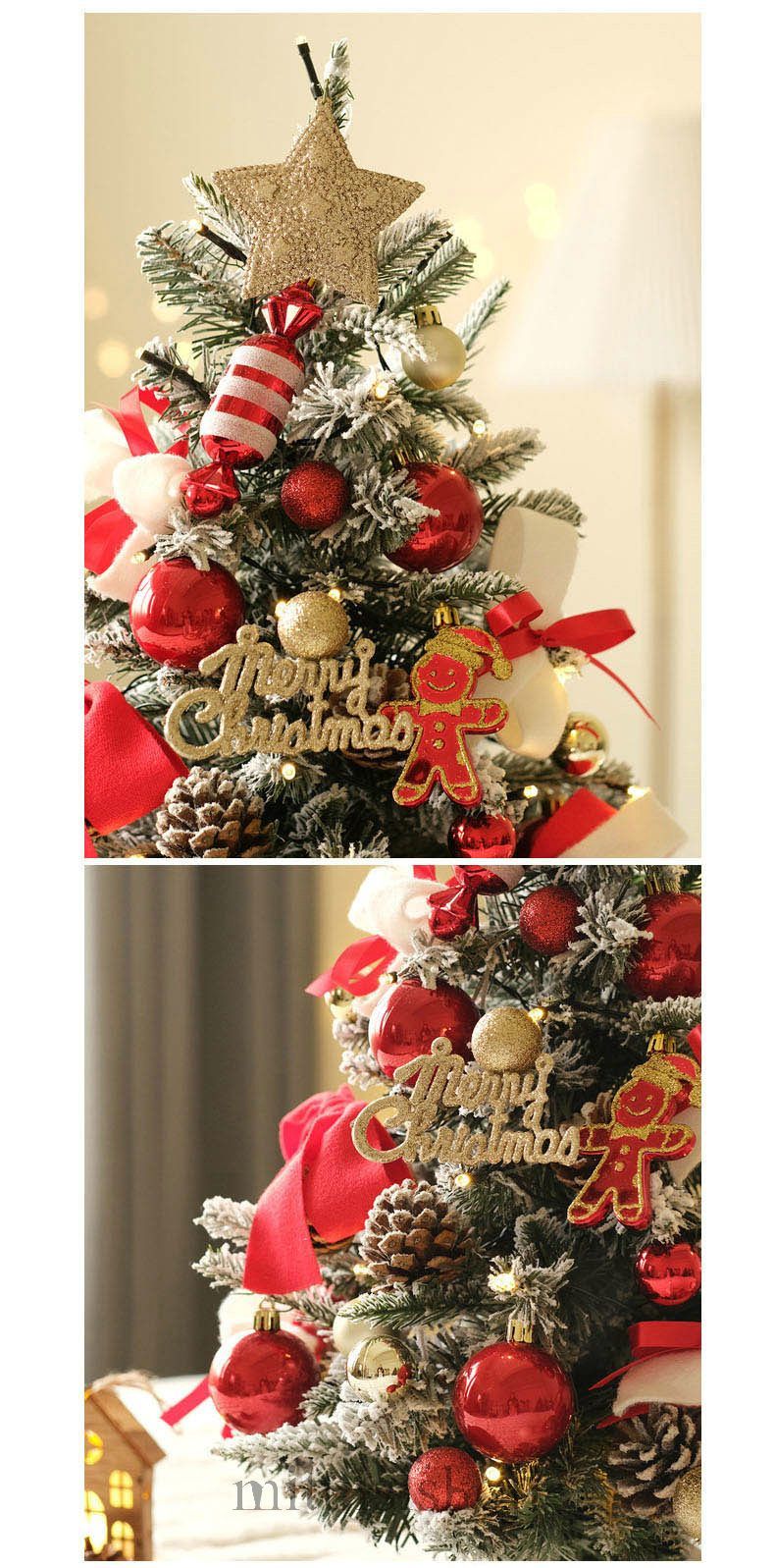 雪付きクリスマスツリー