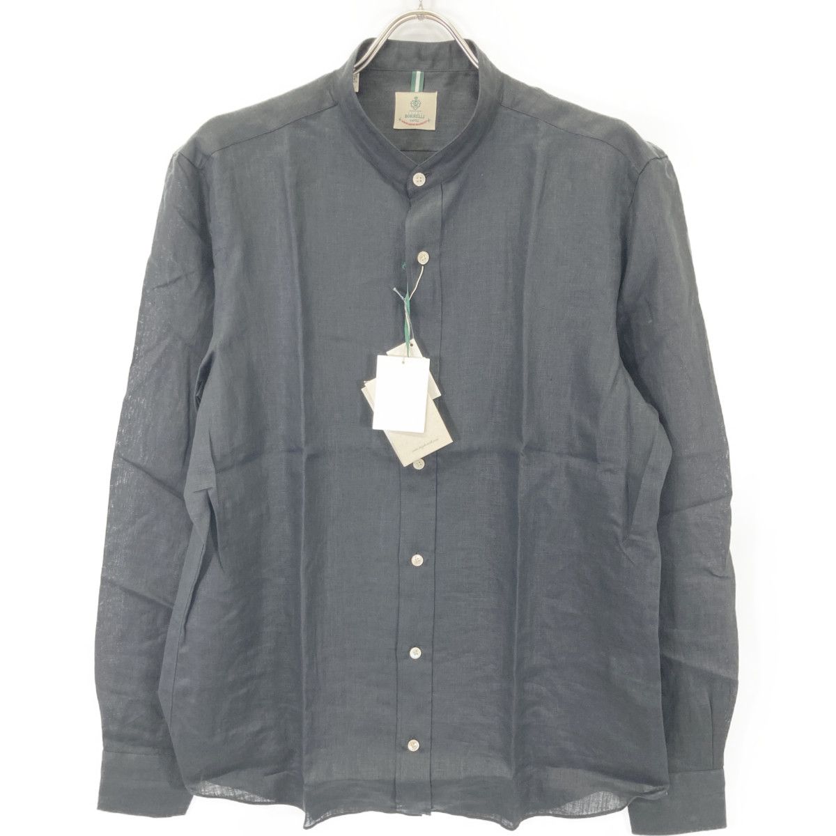 luigiborrelli ルイジボレッリ ADAM-EX ﾌﾞﾗｯｸ ﾘﾈﾝ ﾎﾟﾌﾟﾘﾝﾊﾞﾝﾄﾞｶﾗｰ ﾛﾝｸﾞｽﾘｰﾌﾞ ｶｼﾞｭｱﾙｼｬﾂ L