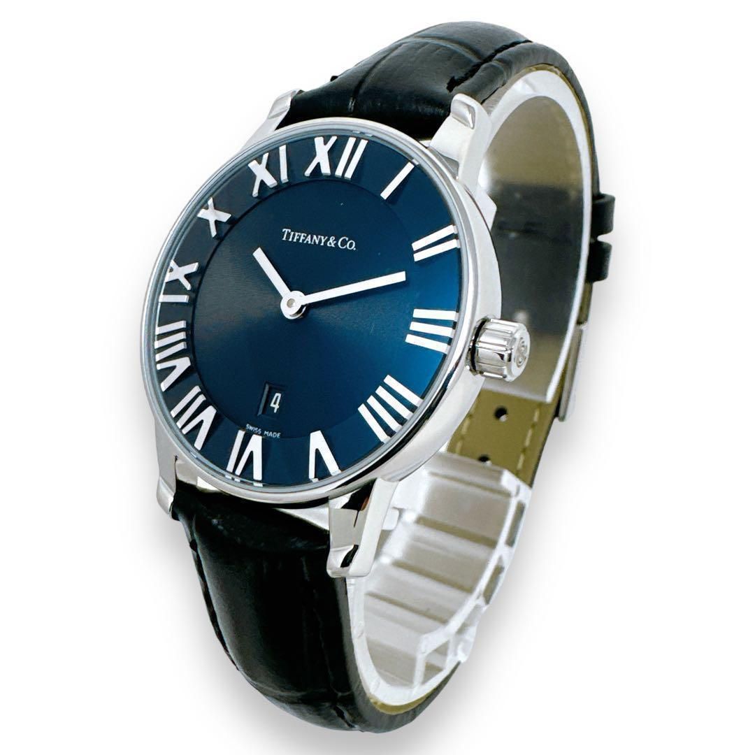 ティファニー アトラス ドーム クォーツ 革ベルト ブラック レディース