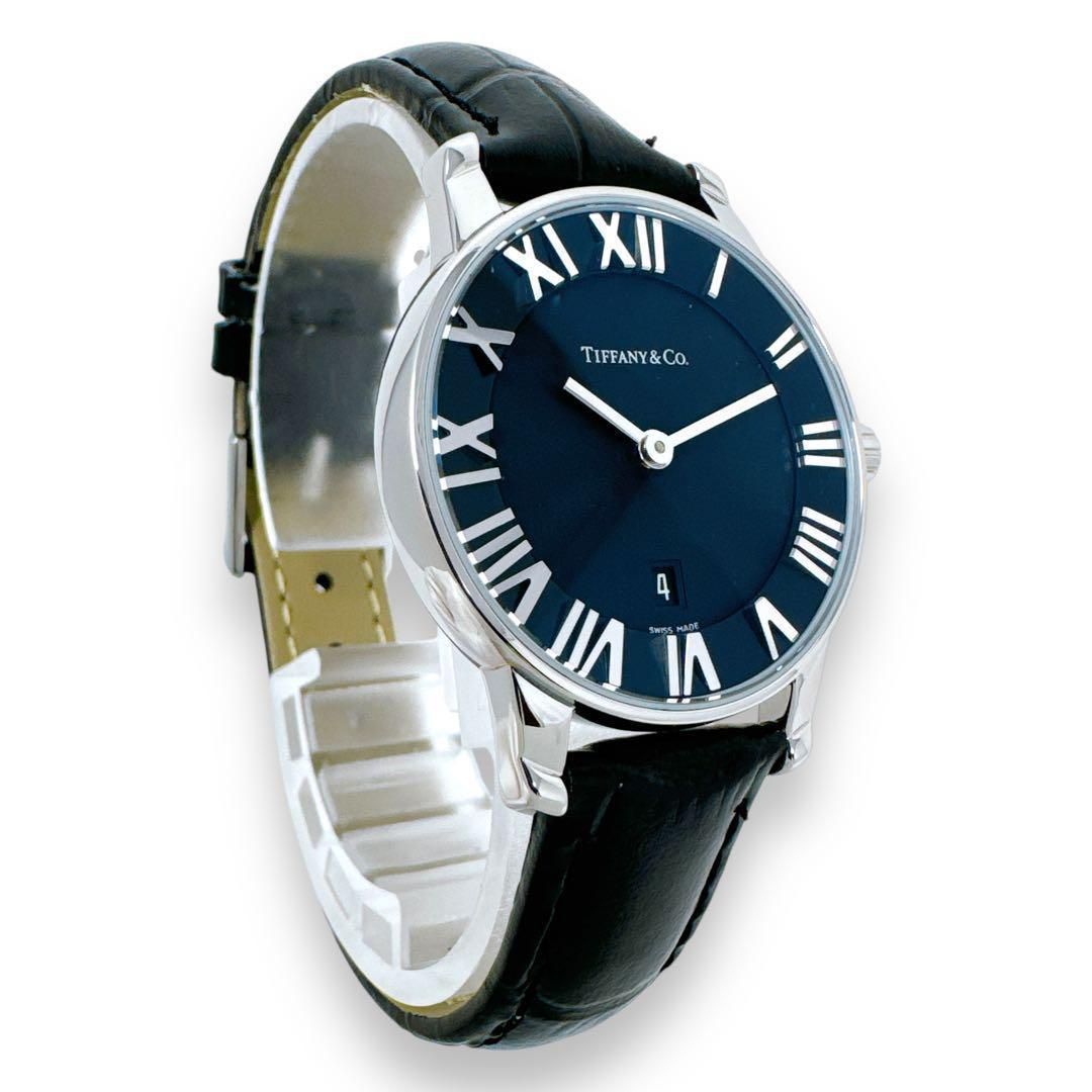 ティファニー アトラス ドーム クォーツ 革ベルト ブラック レディース