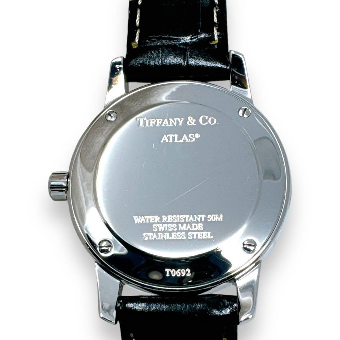 ティファニー アトラス ドーム クォーツ 革ベルト ブラック レディース