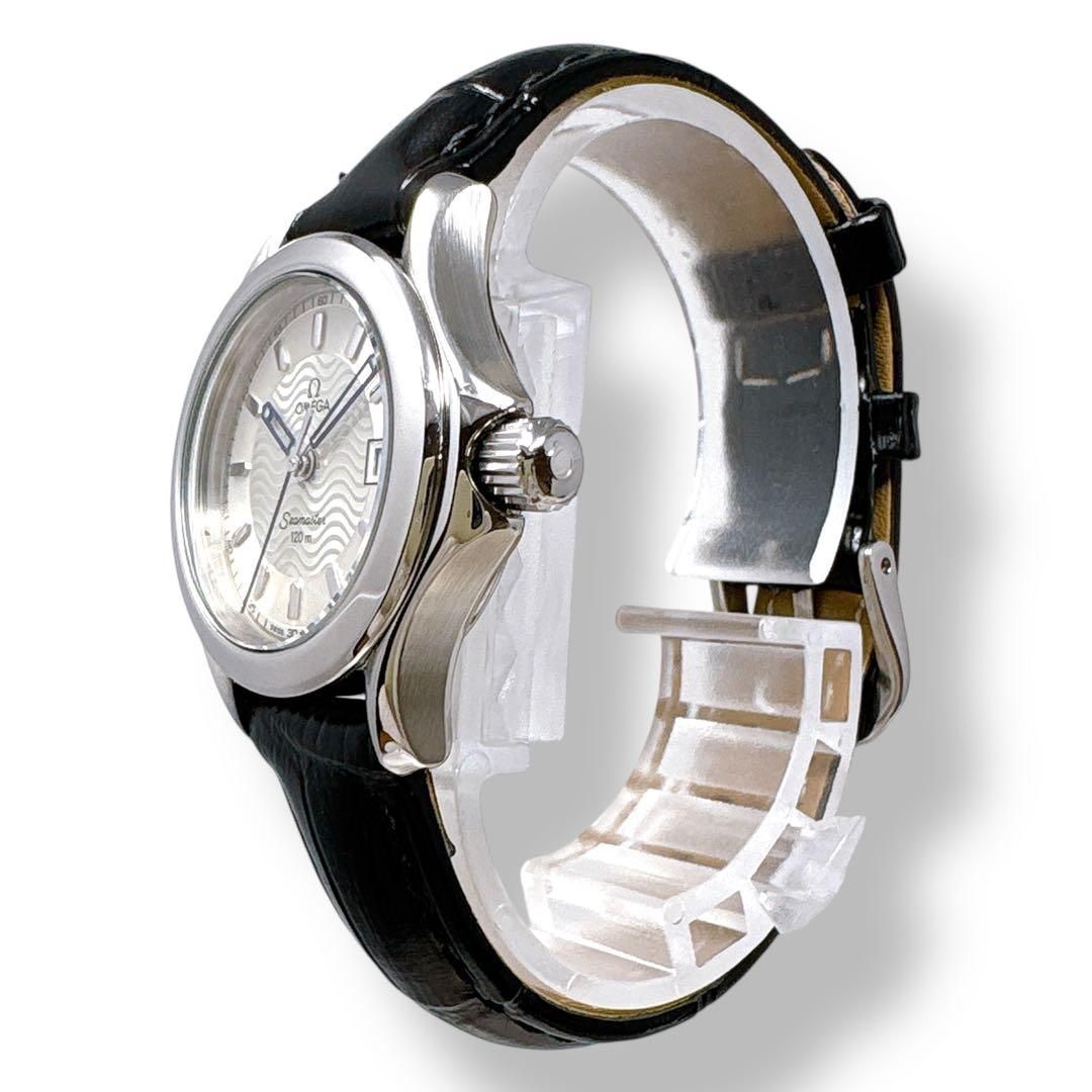 オメガ シーマスター120 2571.31 革ベルト シルバー レディース 時計