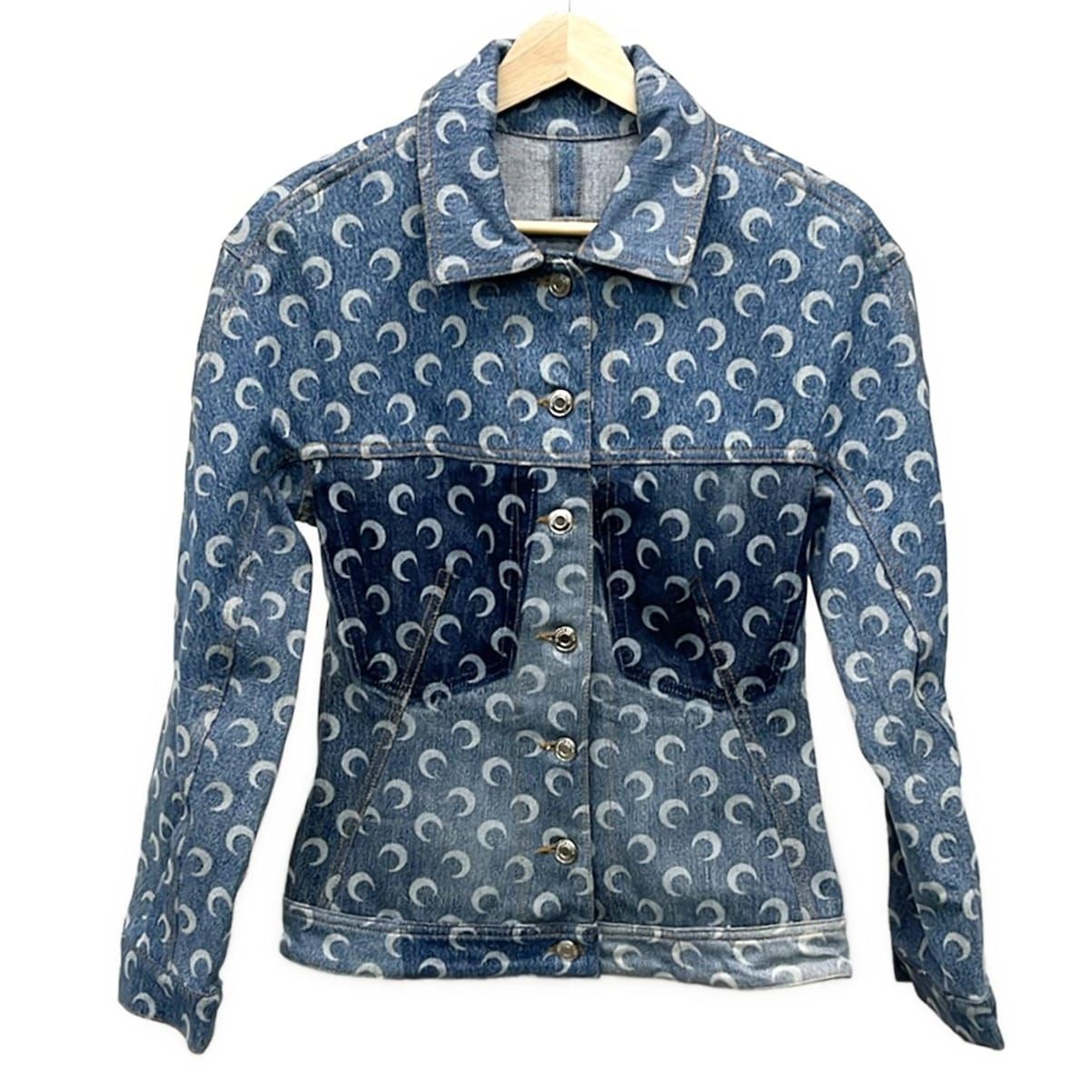 MARINE SERRE マリーンセル Gジャン サイズM レディース - ブルー×ネイビー×白 長袖 デニム 2019SS 春 秋