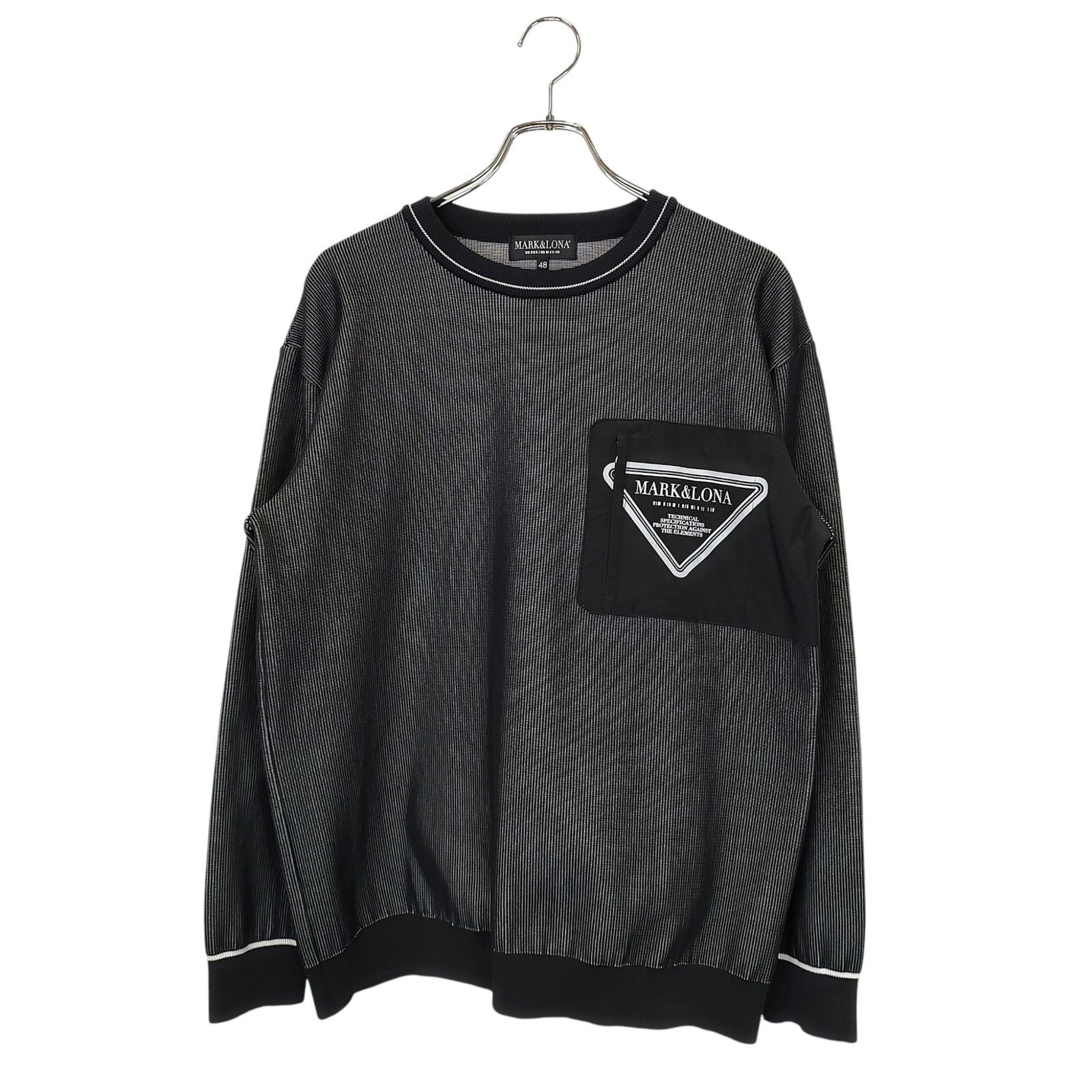 MARK＆LONA マークアンドロナ ゴルフ 25SS CD12-CZCT リブ ニット セーター MCM-5A-AB50 48 ブラック グレー メンズ