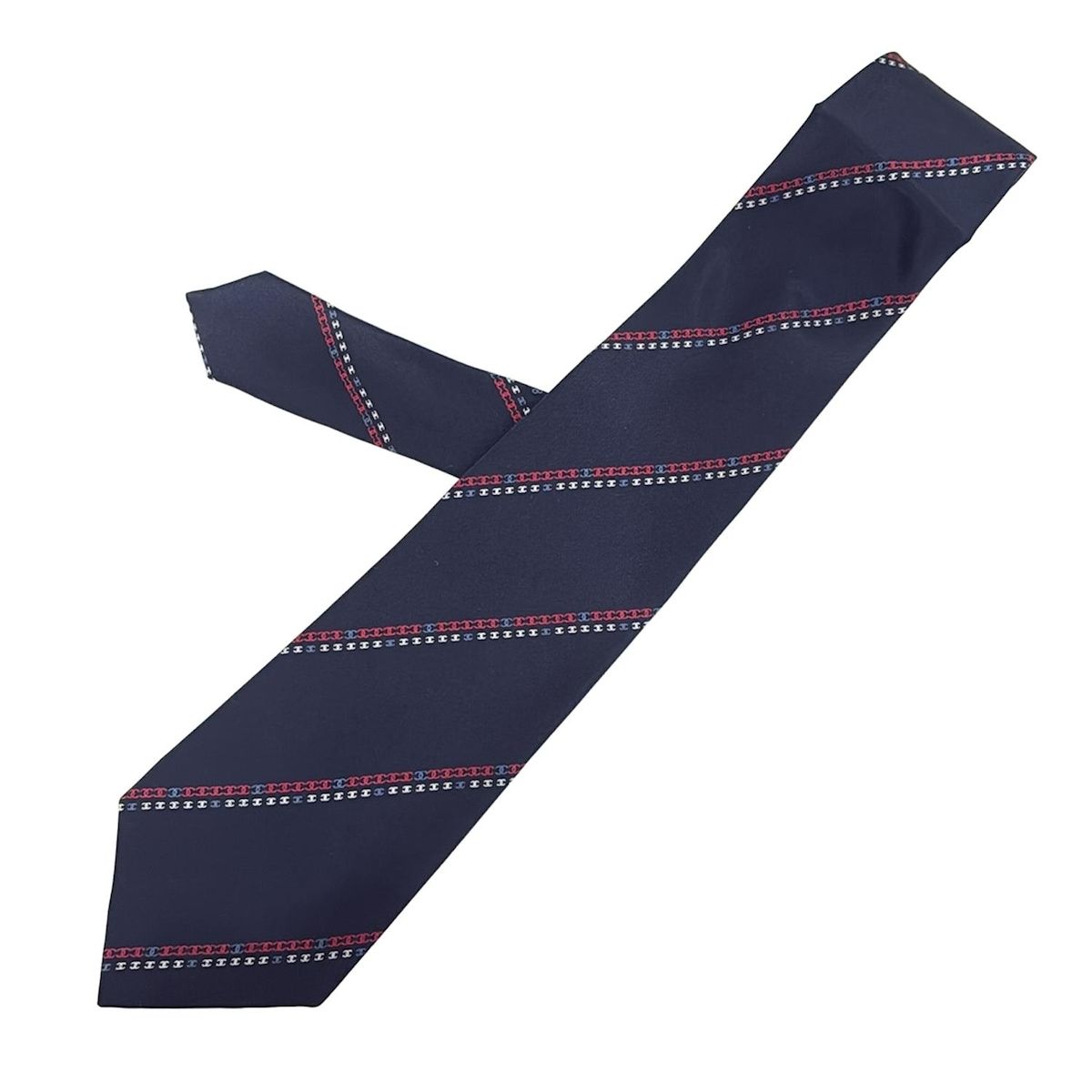 CHANEL シャネル ネクタイ メンズ - ネイビー×レッド×白 レジメンタル