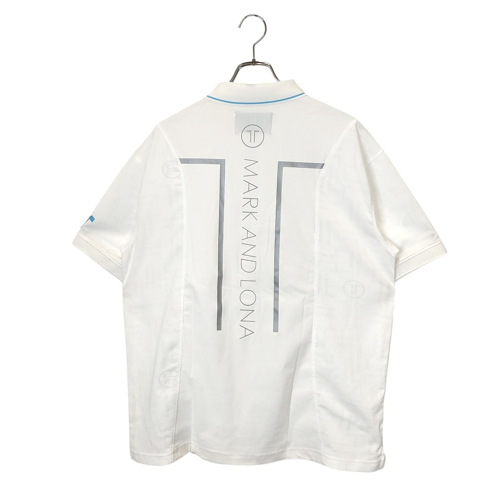MARK＆LONA マークアンドロナ ゴルフ 25 SS T MARK PATTERN POLO 半袖 ジップ メッシュ ポロシャツ MXM 5 A AP 01 48 ホワイト ライトブルー メンズ