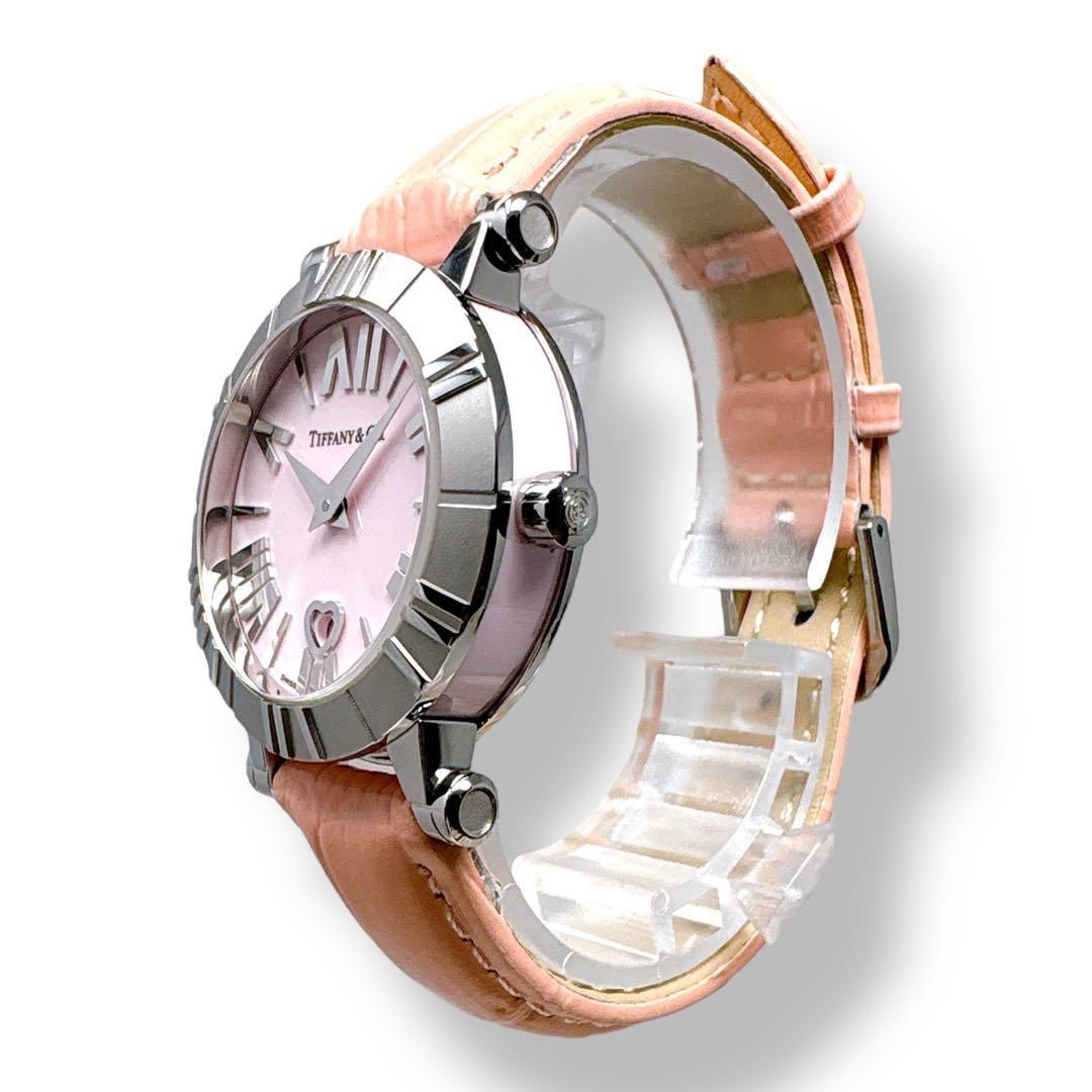 ティファニー アトラス Z1300 革ベルト ピンク レディース 時計