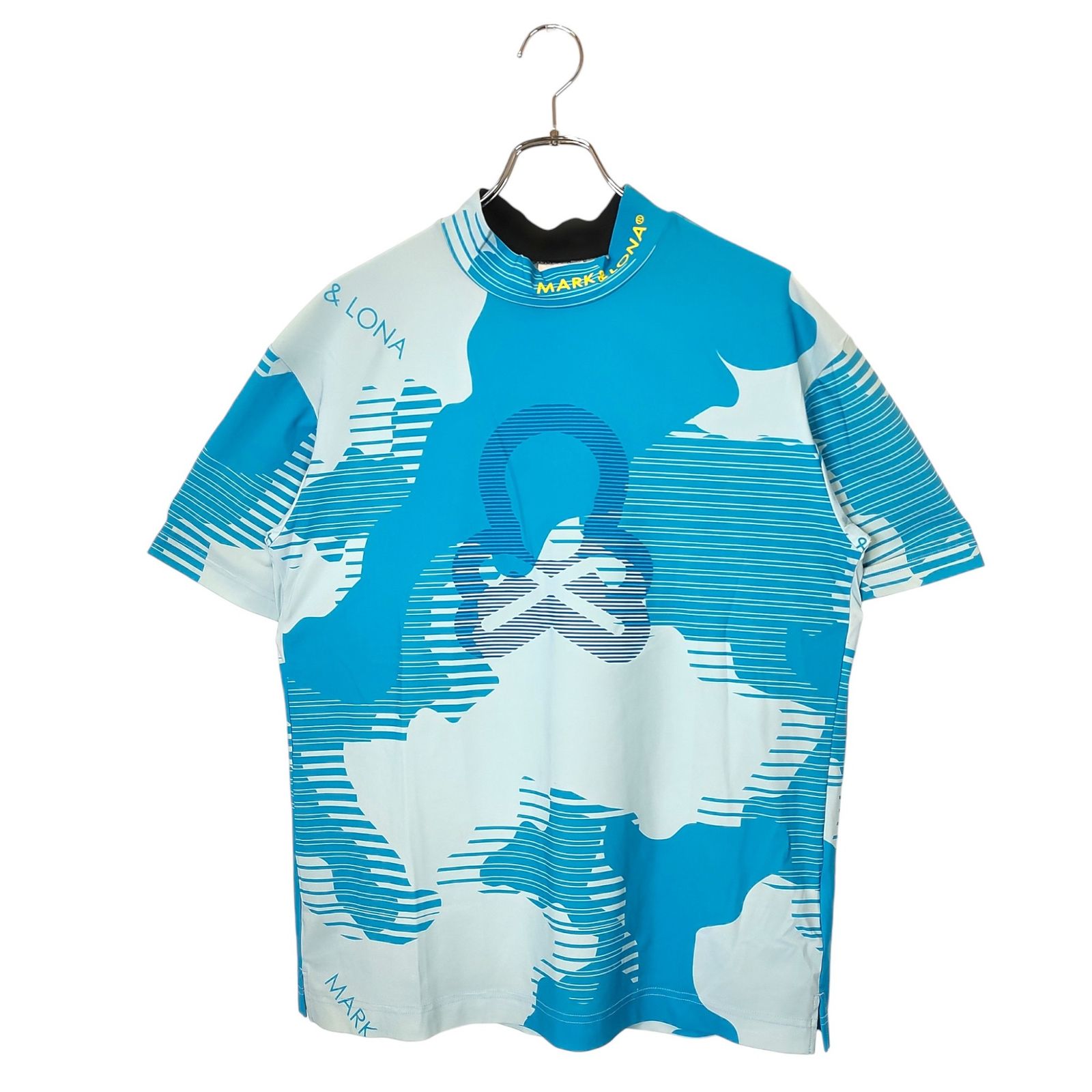 MARK&LONA マークアンドロナ ゴルフ 25SS FLOW CAMO MOCK NECK TEE 半袖 カモフラ モックネック Tシャツ MLM-5A-AA07 48 ブルー メンズ