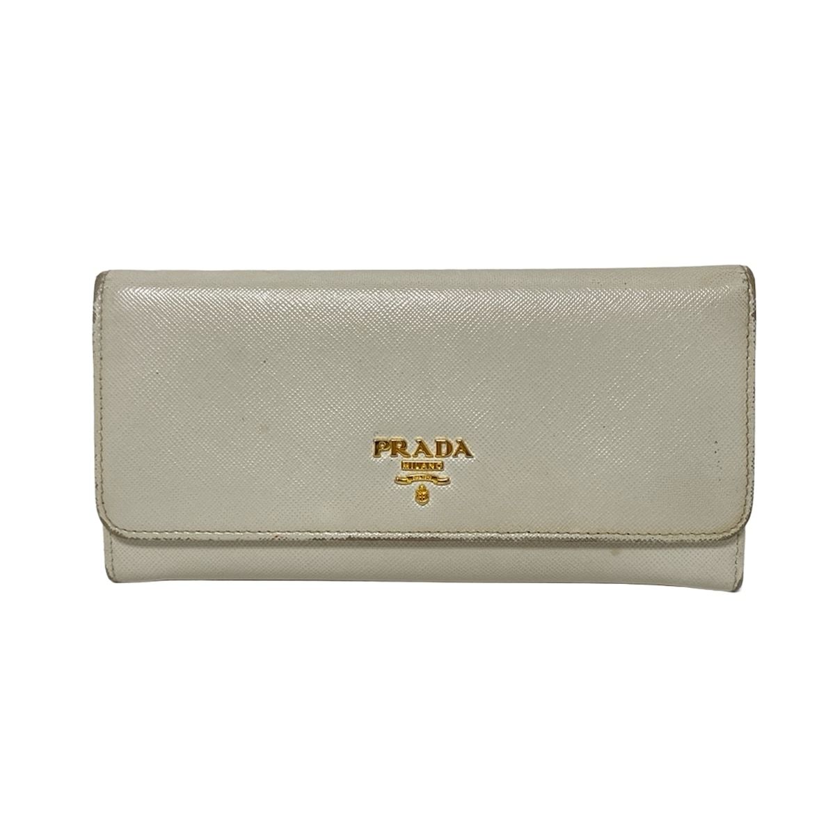 PRADA プラダ 長財布 - アイボリー レザー