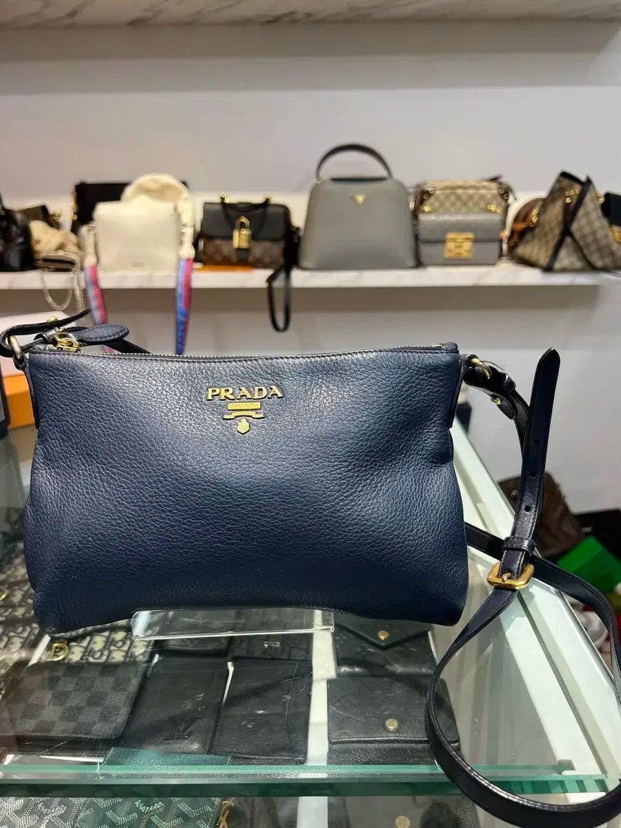 1BH050 PRADA プラダ VIT.DAINO クロスバック ネイビー