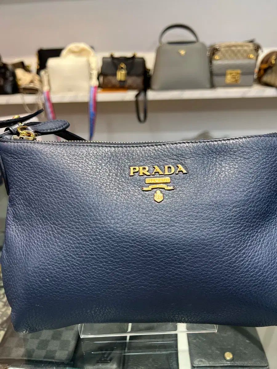 1BH050 PRADA プラダ VIT.DAINO クロスバック ネイビー