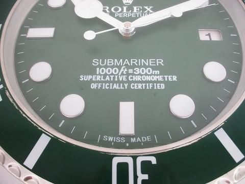  動作品 ロレックス ROLEX サブマリーナ 掛け時計 3針カレンダー グリーン その他 その他