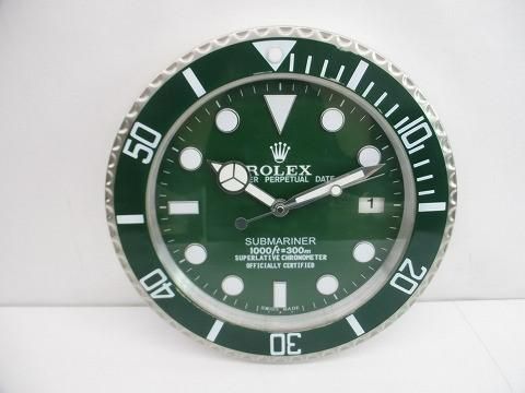 動作品 ロレックス ROLEX サブマリーナ 掛け時計 3針カレンダー グリーン