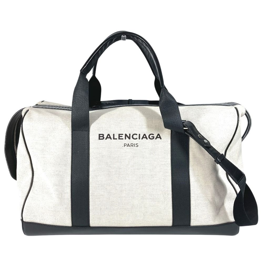 BALENCIAGA バレンシアガ ボストンバッグ ロゴ 392010 レザー キャンバス ブラック