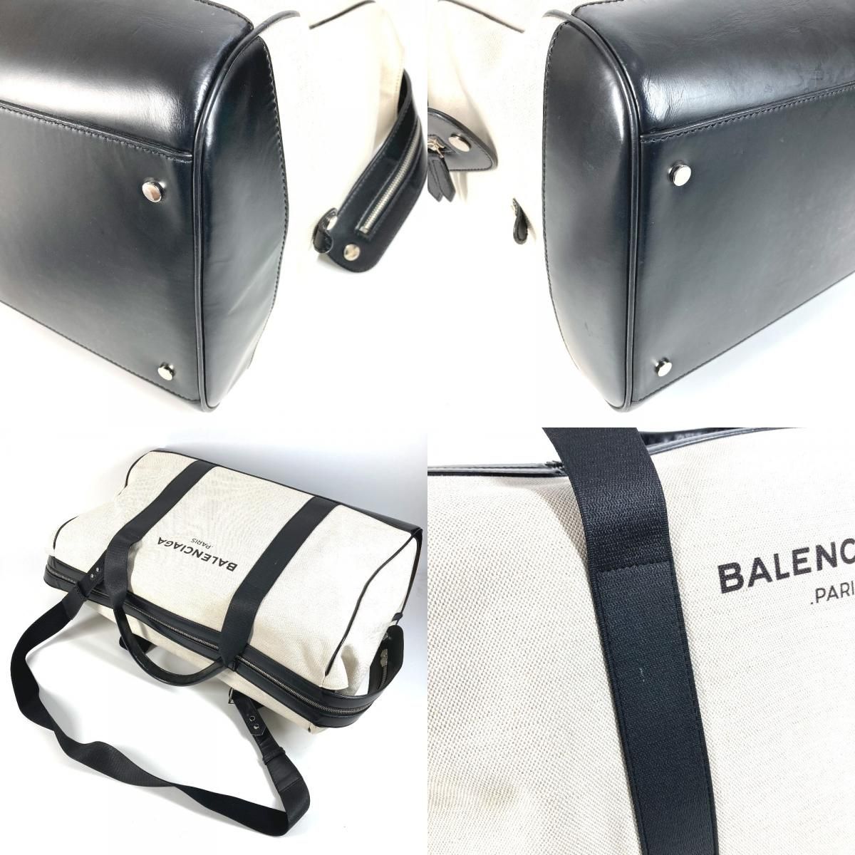 2025超人気。 BALENCIAGA バレンシアガ ボストンバッグ ロゴ 392010 レザー キャンバス ブラック 成長