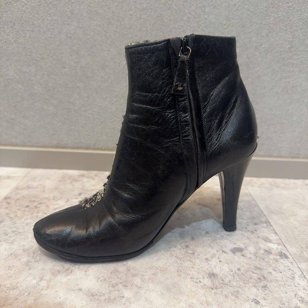 ★美品★CHANELレザー切り替えツイードブーツ CHANEL ツイードレザー切り替えブーツ ブーティ 35 22cm相当 - メルカリ