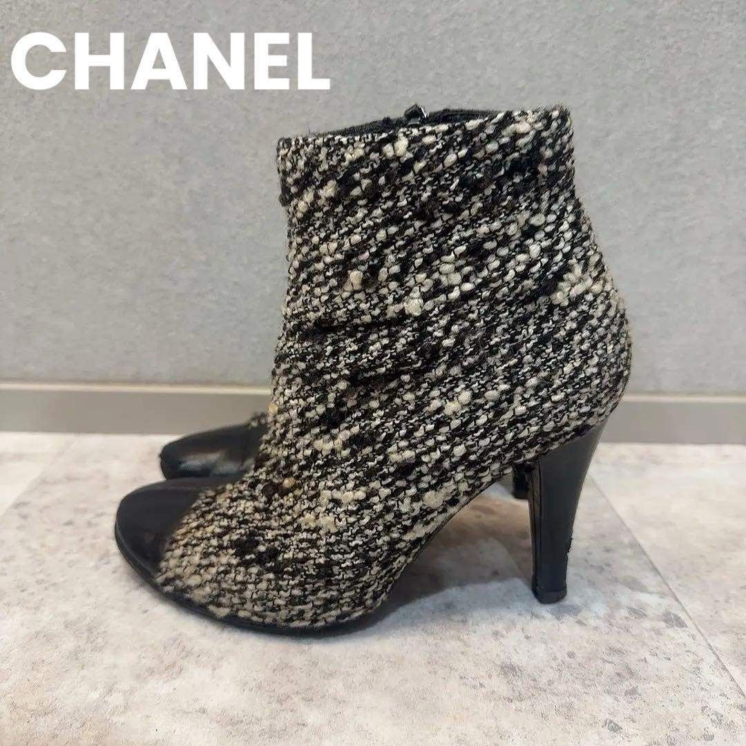 ★美品★CHANELレザー切り替えツイードブーツ CHANEL ツイードレザー切り替えブーツ ブーティ 35 22cm相当 - メルカリ