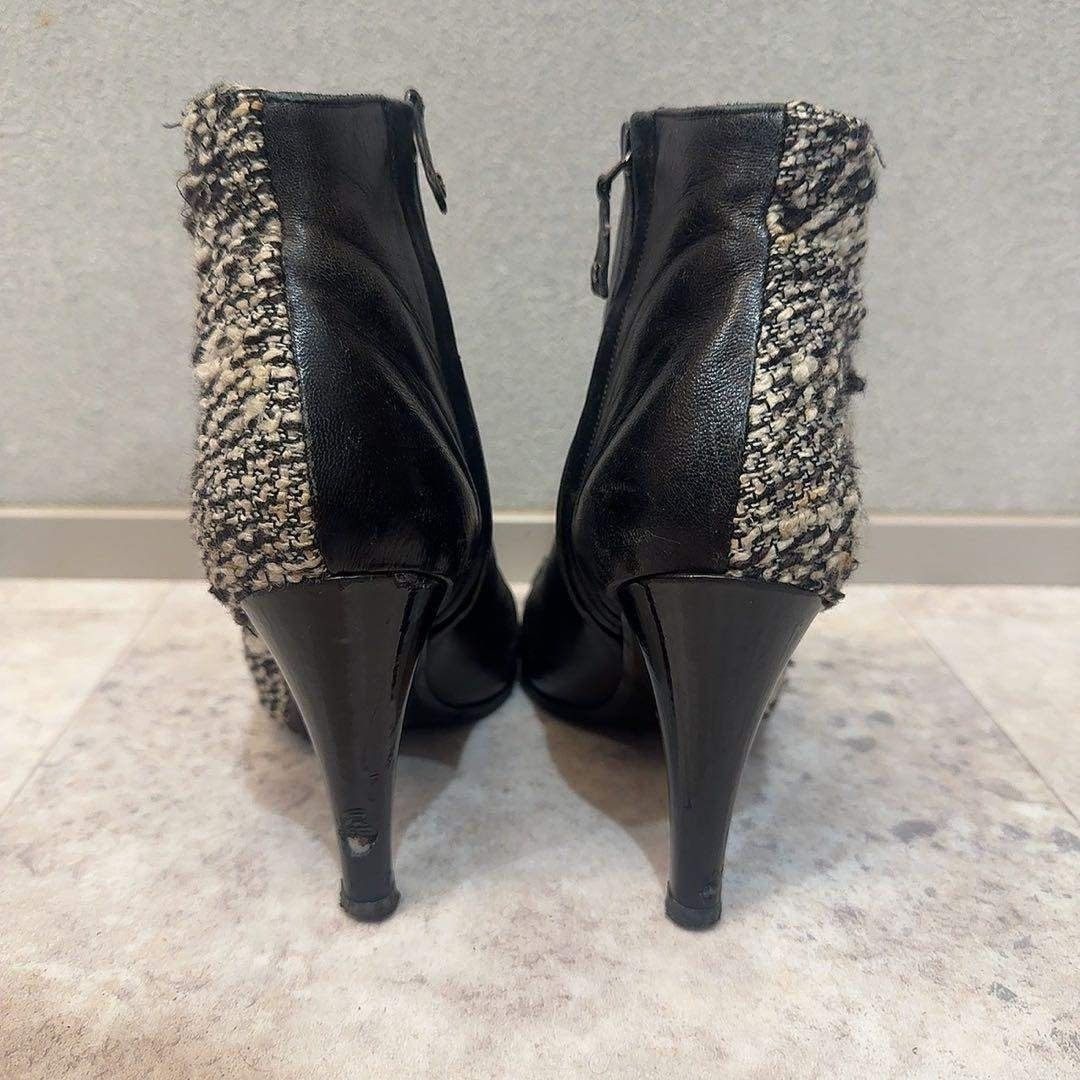 ★美品★CHANELレザー切り替えツイードブーツ CHANEL ツイードレザー切り替えブーツ ブーティ 35 22cm相当 - メルカリ