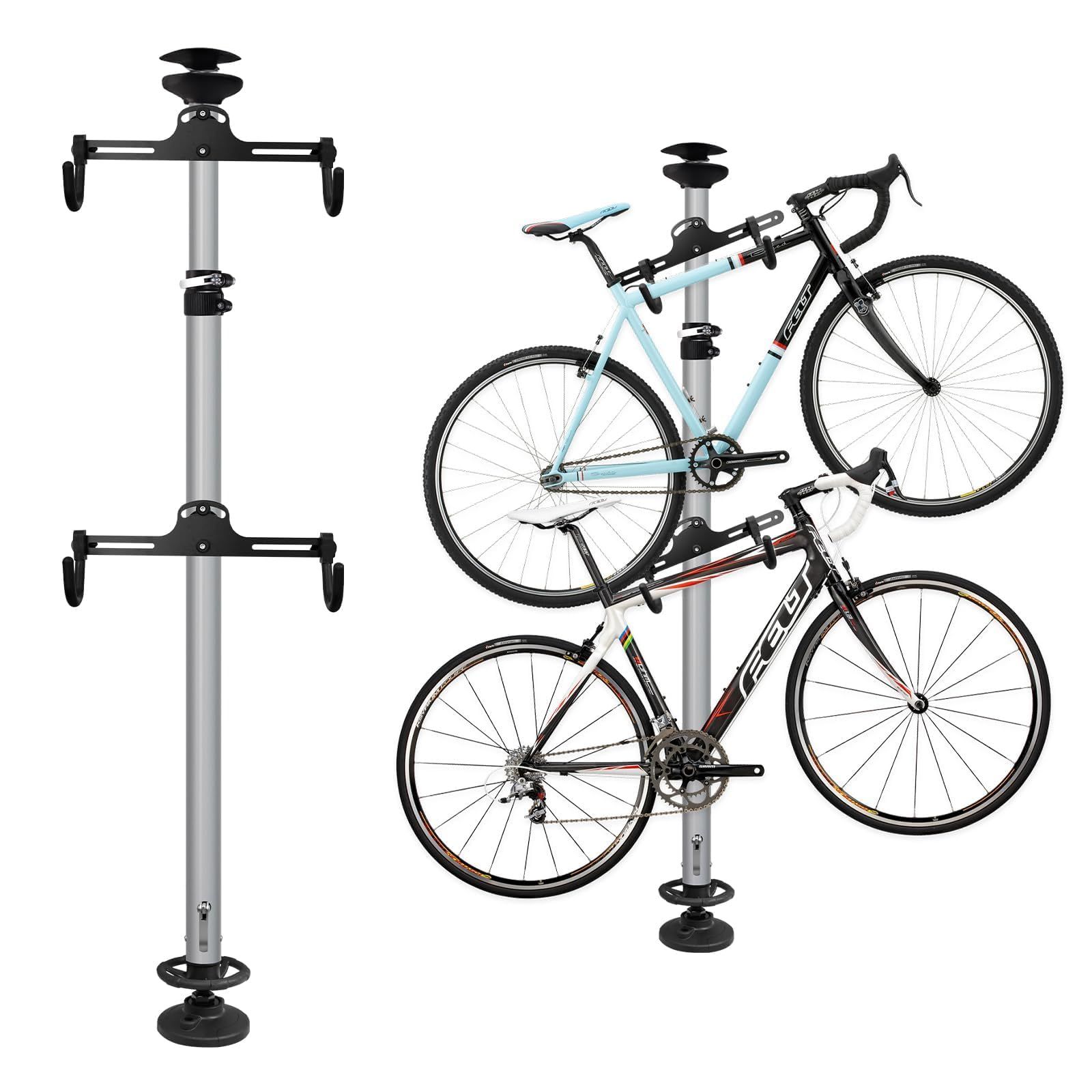自転車スタンド サイクルスタンド 高さ調節 高さ ディスプレイ バイクタワー 頑丈 転倒防止 防錆 耐腐食性 ロードバイク 電動自転車 収納 玄関収納 屋外収納 省スペース 自立式