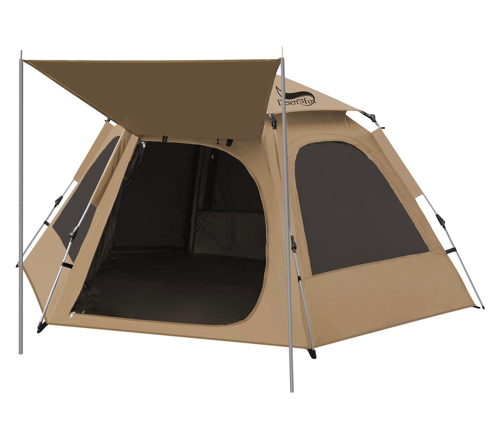 DesertFox テント 2人用 ワンタッチ コンパクト軽軽量 撥水加工素材 自立式 二重層構造 4シーズン 簡単設営 向け UVカット 通気防風防雨 収納袋付きLJ-XH