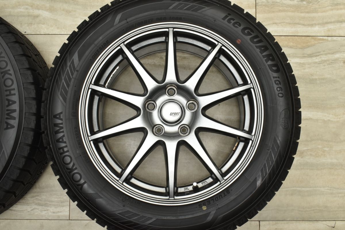  バリ溝 SPORT ABELIA 17 in 7 J 48 PCD 114 3 ヨコハマ アイスガード iG 60 215 R カローラクロス SKフォレスター 可 17インチ タイヤ ホイールセット