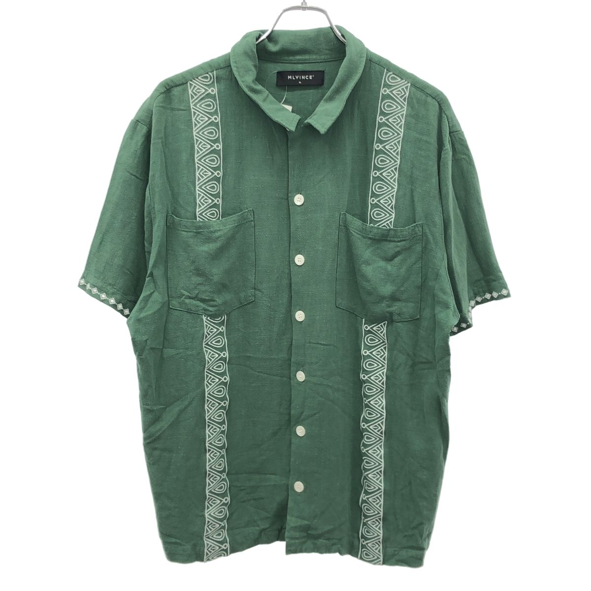 MLVINCE メルヴィンス レーヨンリネンショートスリーブシャツ グリーン XL