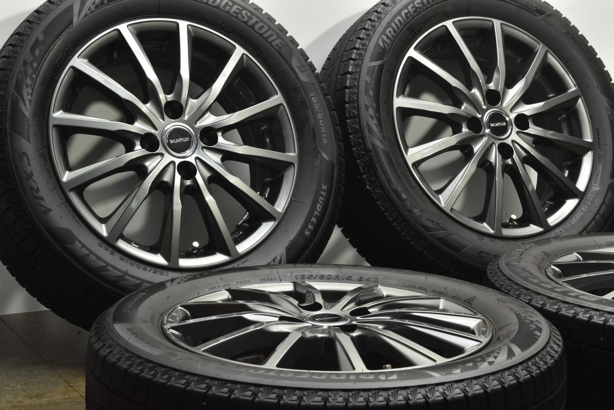 バリ溝品 バルミナ 15 in 5 J 42 PCD 100 ブリヂストン ブリザック VRX 3 185 60 R アクア ヤリス ヴィッツ カローラフィールダー