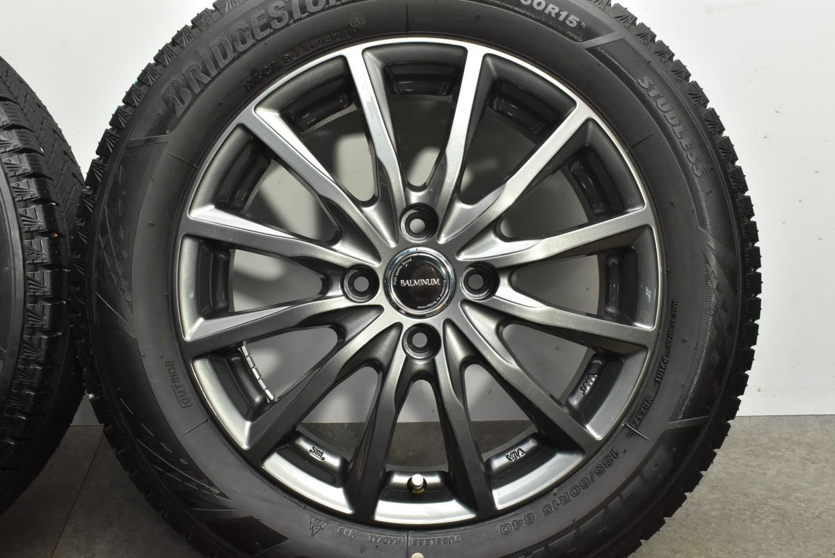  バリ溝品 バルミナ 15 in 5 J 42 PCD 100 ブリヂストン ブリザック VRX 3 185 60 R アクア ヤリス ヴィッツ カローラフィールダー 15インチ タイヤ ホイールセット