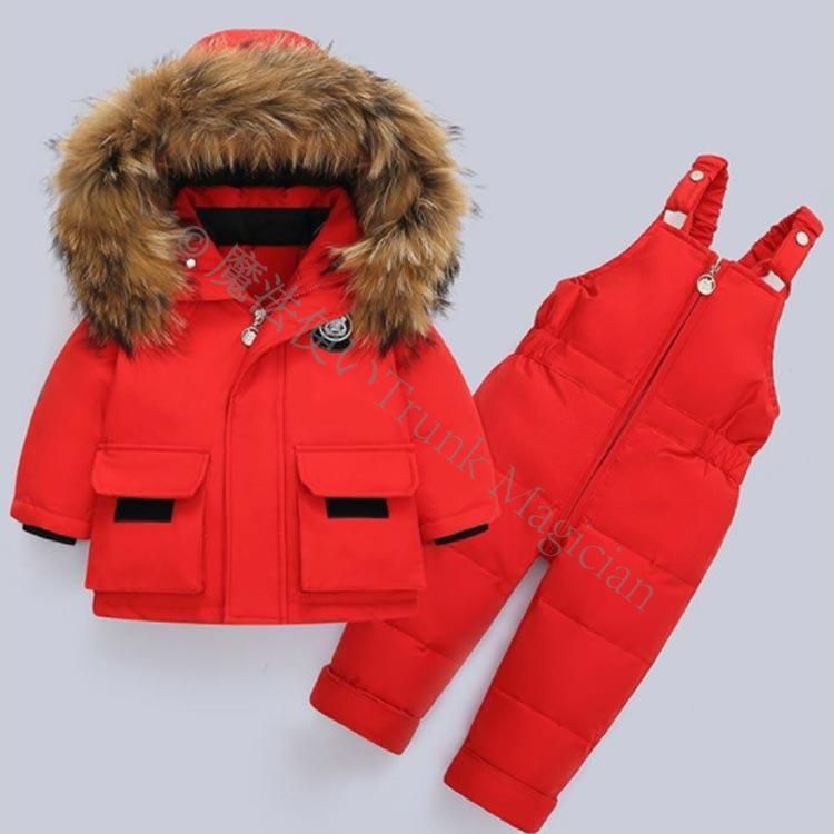 2点セット スノーウエア スキーウエア ジャンプスーツ ダウンコート キッズ ベビー服 女の子 男の子 無地 フード付き 子供服 上下セット