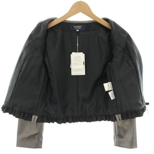 【新品タグ付】M's gracy エムズグレイシー　ジャケット　フェイク革 エムズグレイシー M'S GRACY フェイクレザージャケット ノーカラー