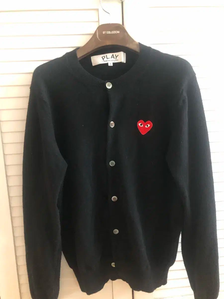 コム デ ギャルソン ブラック カーディガン S ハート ワッペン