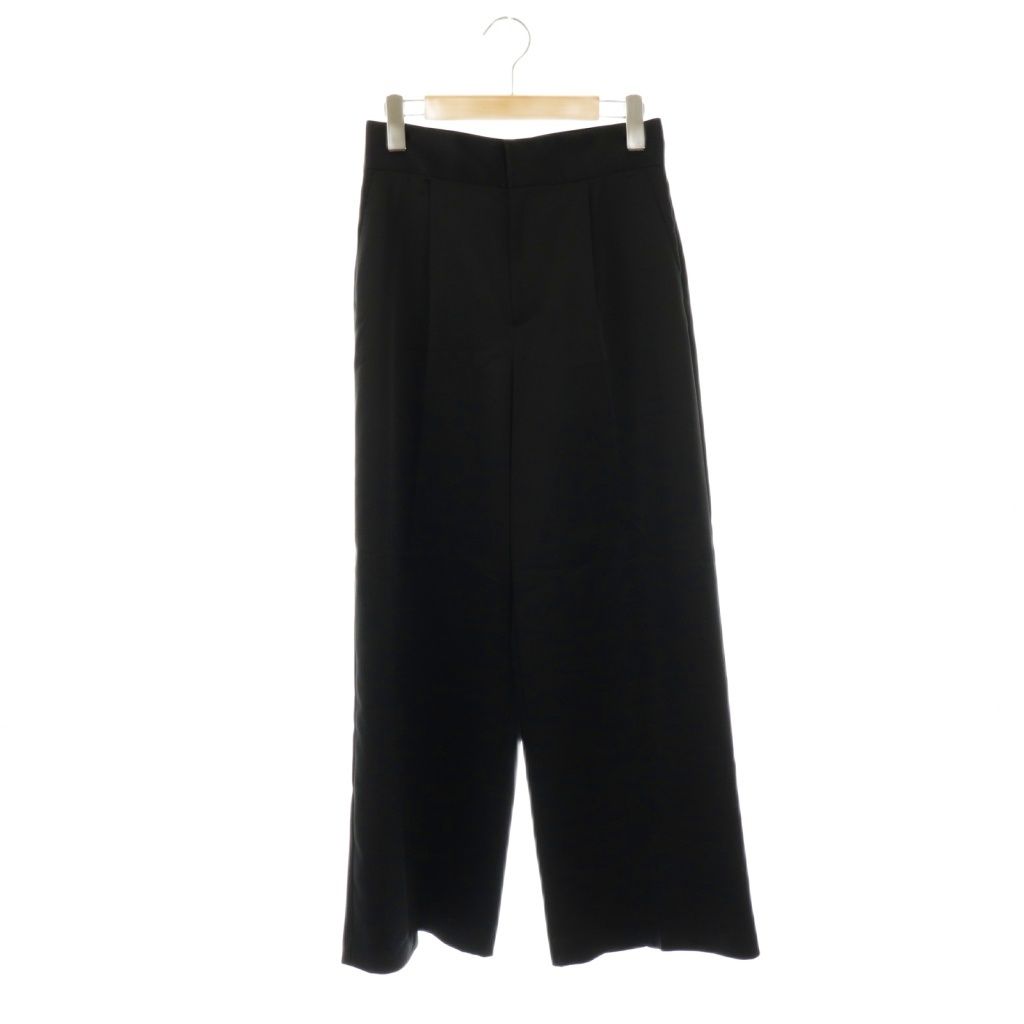 エーピーストゥディオ AP STUDIO 25SS サテンタックパンツ ストレート スラックス 34 黒 ブラック AT OS