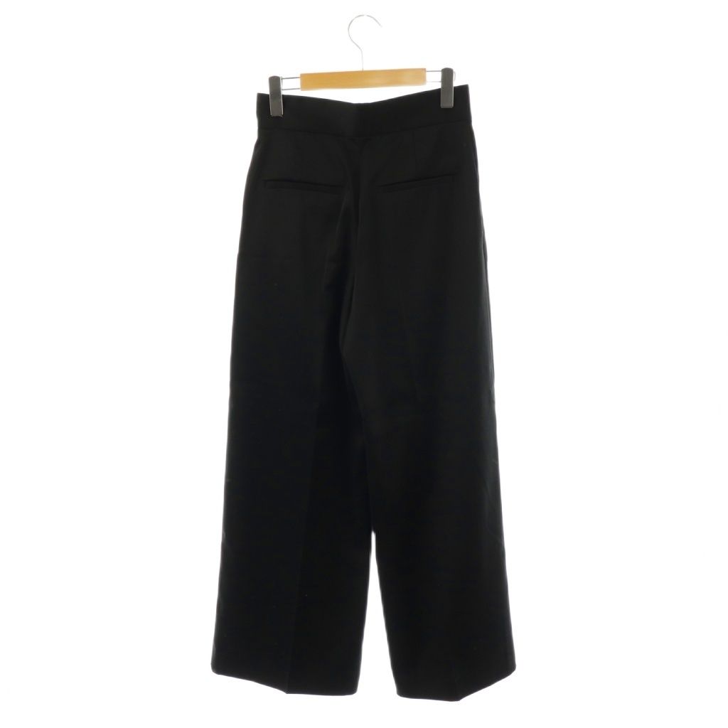 エーピーストゥディオ AP STUDIO 25SS サテンタックパンツ ストレート スラックス 34 黒 ブラック AT OS