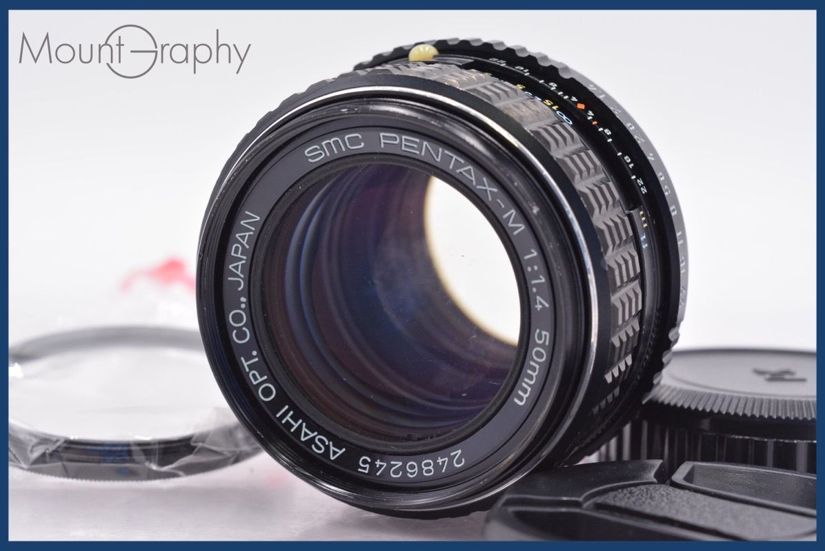 ペンタックス PENTAX SMC PENTAX-M 50mm F1.4 前後キャップ-レンズフィルター付 完動 同梱可 am1321