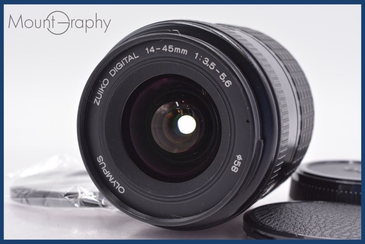 上 オリンパス OLYMPUS ZUIKO DIGITAL 14-45mm F3.5-5.6 前後キャップ-レンズフィルター付 完動 同梱可 am1332