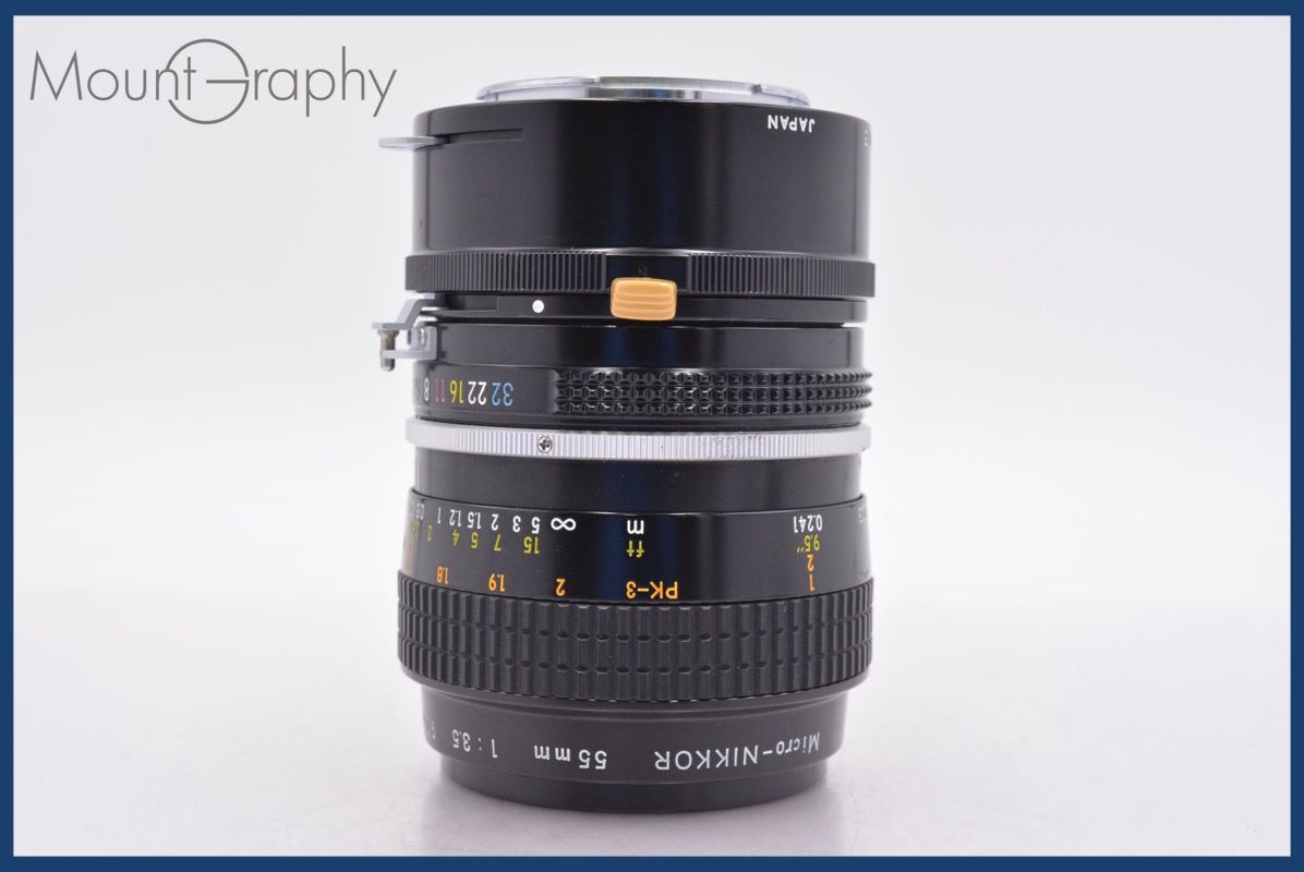 ニコン Nikon Micro-NIKKOR 55mm F3.5 非Ai 前後キャップ-レンズフィルター付 完動 同梱可 am1343
