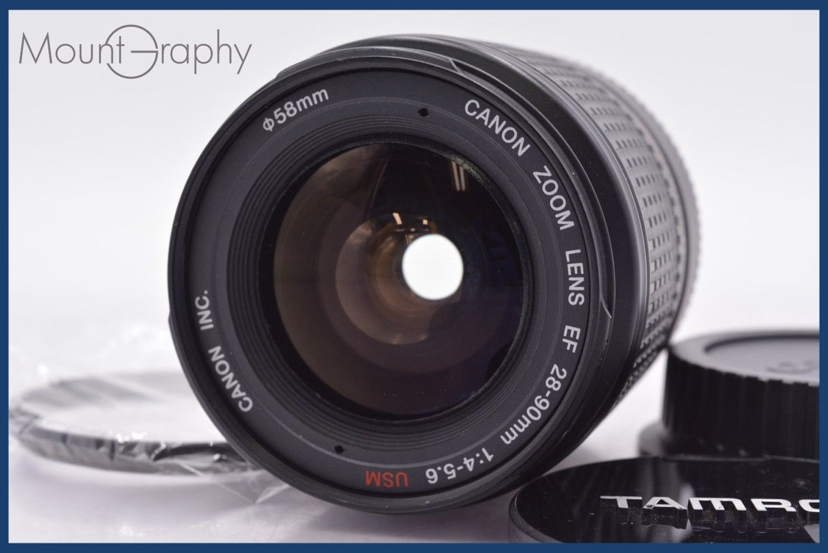 上 キヤノン Canon EF 28-90mm F4-5.6 USM 前後キャップ-レンズフィルター付 完動 同梱可 am1344