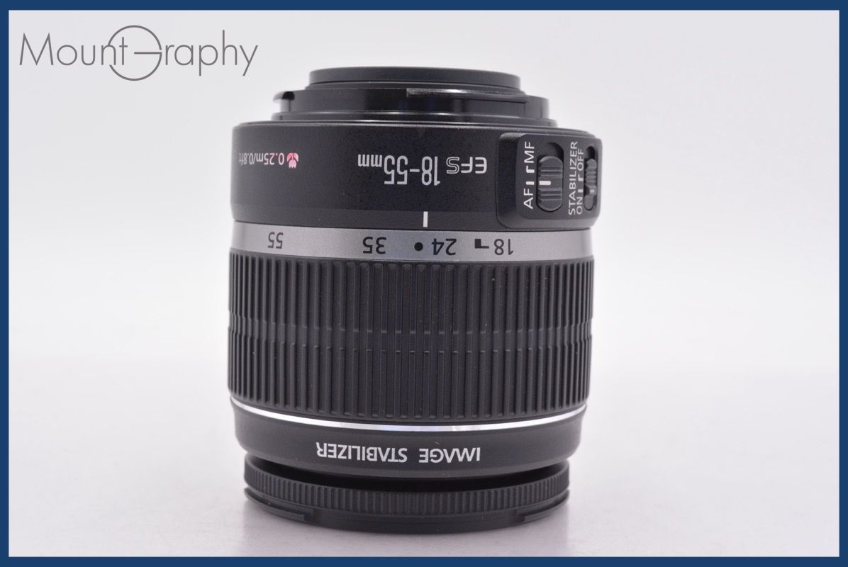 上 キヤノン Canon EF-S 18-55mm F3.5-5.6 IS 前後キャップ-レンズフィルター付 完動 同梱可 am1346