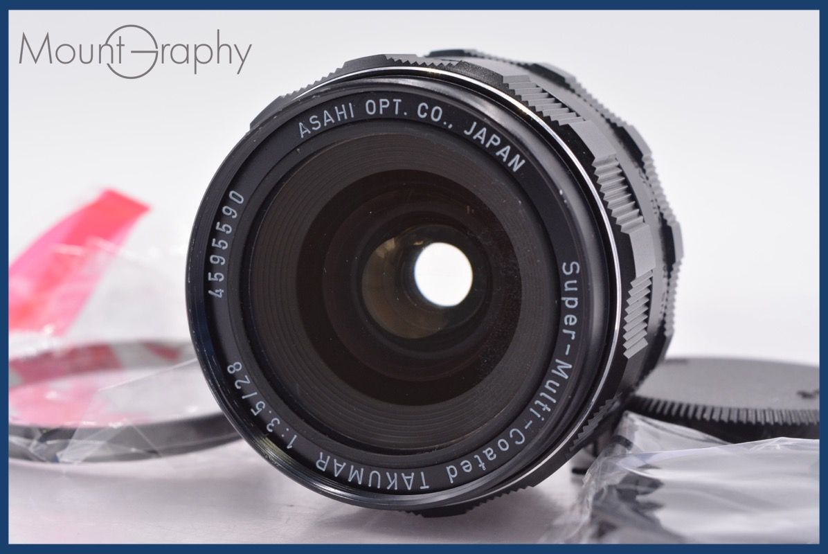 上 ペンタックス PENTAX Super-Multi-Coated TAKUMAR 28mm F3.5 前後キャップ-レンズフィルター付 完動 同梱可 am1362