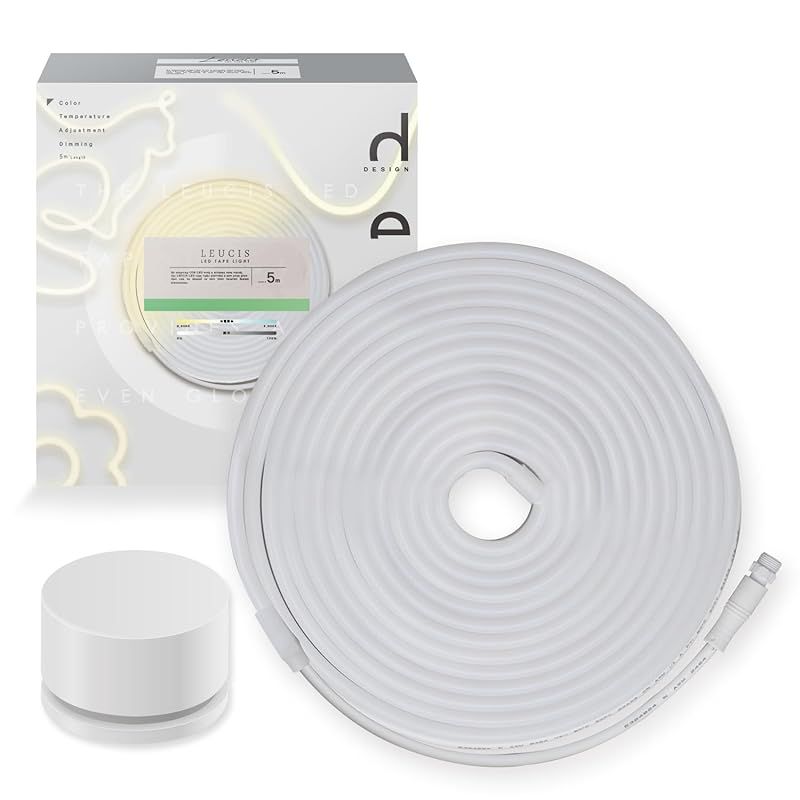 ルーシス LEDテープライト 5m LEUCIS コンセント式 リモコン操作 冷暖調色 調光 シリコン ネオン 間接照明 屋内用 カット エジソンバルブLED チューブライト